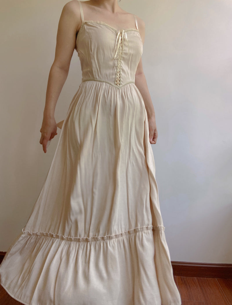 Runaway with Me Tea Dress Cottage Core Dress - Ivory | Vintage Mist