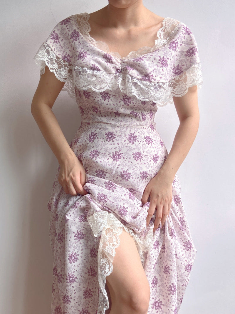 Lavender Field Off-shoulder Dress - Purple | Vintage Mist