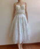 A Line Butterfly Mesh Midi Skirt - White | VintageMist