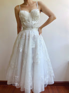 A Line Butterfly Mesh Midi Skirt - White | VintageMist
