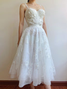 A Line Butterfly Mesh Midi Skirt - White | VintageMist