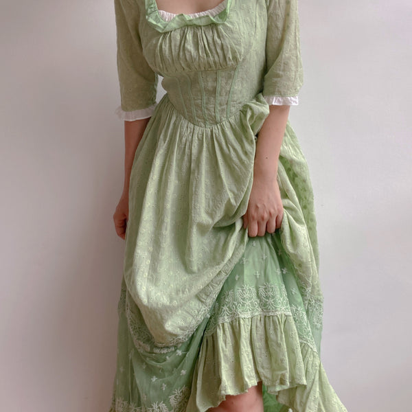 Cottagecore Corset Square Neck Dress - Green – VintageMist