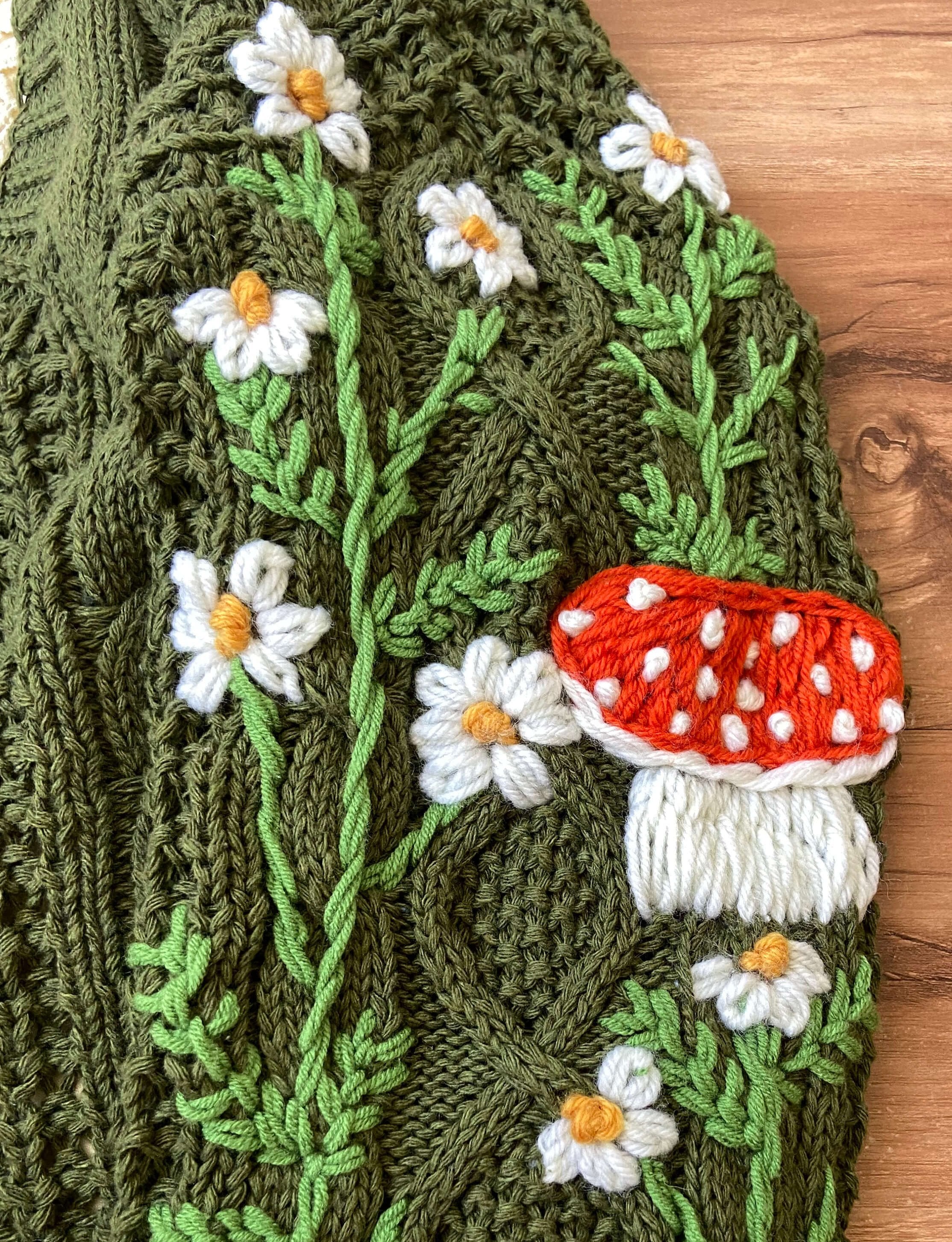 Cottagecore Mushroom Daisy Cardigan | Vintagemist.com