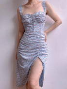 Ditsy Floral Button Detail Corset Dress Midi Dress | VintageMist