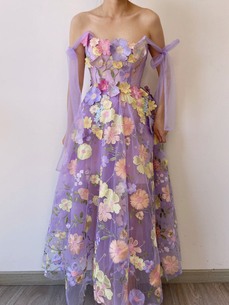 Atomic Purple Vintage Floral Embroidery Corset
