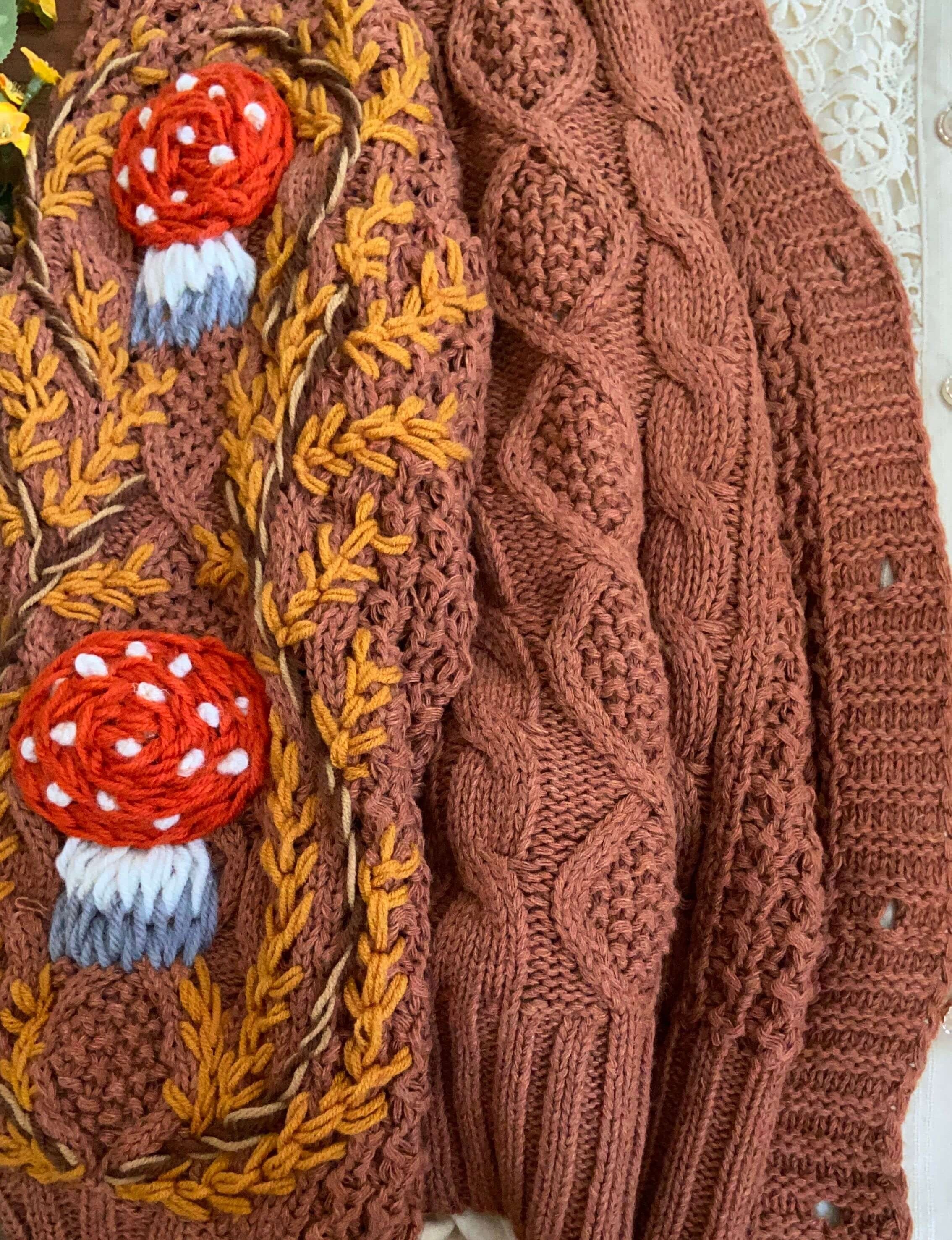 Cottagecore Mushroom Cardigan - Coffee – VintageMist