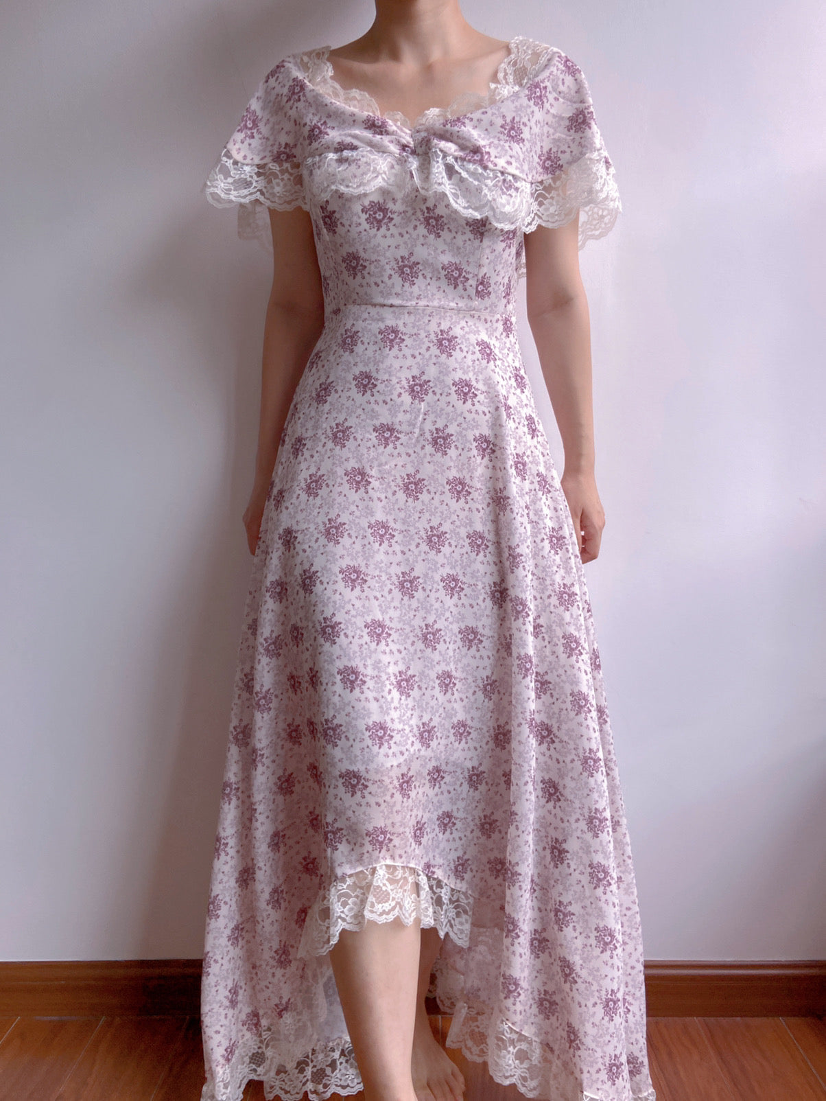 Lavender Field Floral Off-Shoulder Dress - Purple – VintageMist