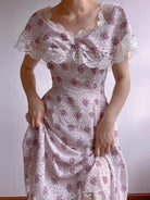 Lavender Field Off-shoulder Lace Dress - Purple | VintageMist