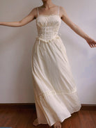 Loyalty Front Lace-up Strap Maxi Dress - Ivory | VintageMist