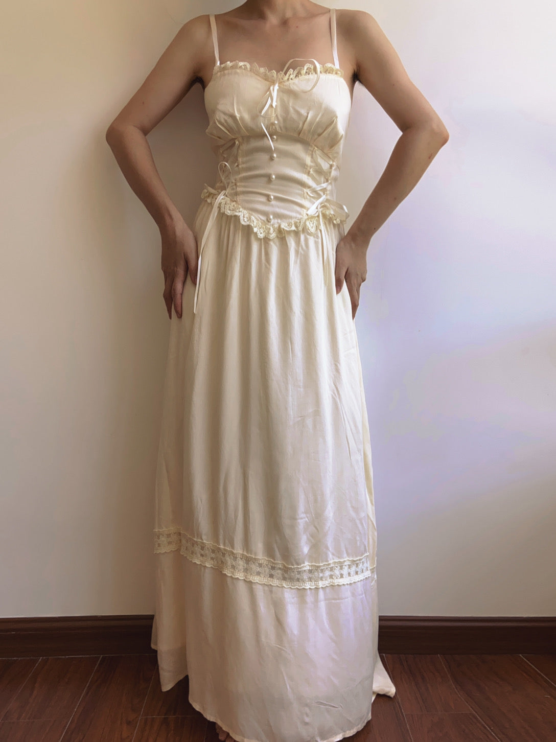 Loyalty Front Lace-up Strap Maxi Dress - Ivory | VintageMist