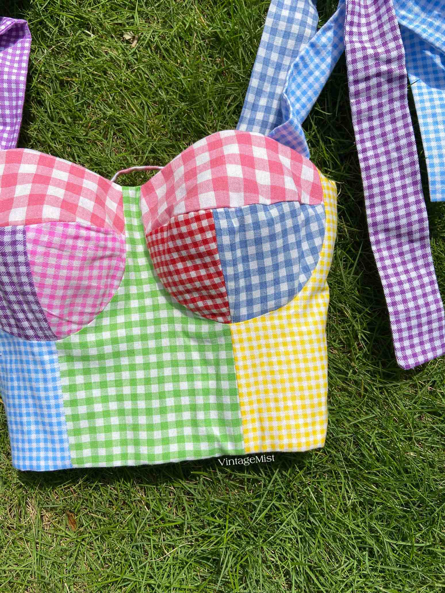 Retro Plaid Corset Top - Multicolor | VintageMist