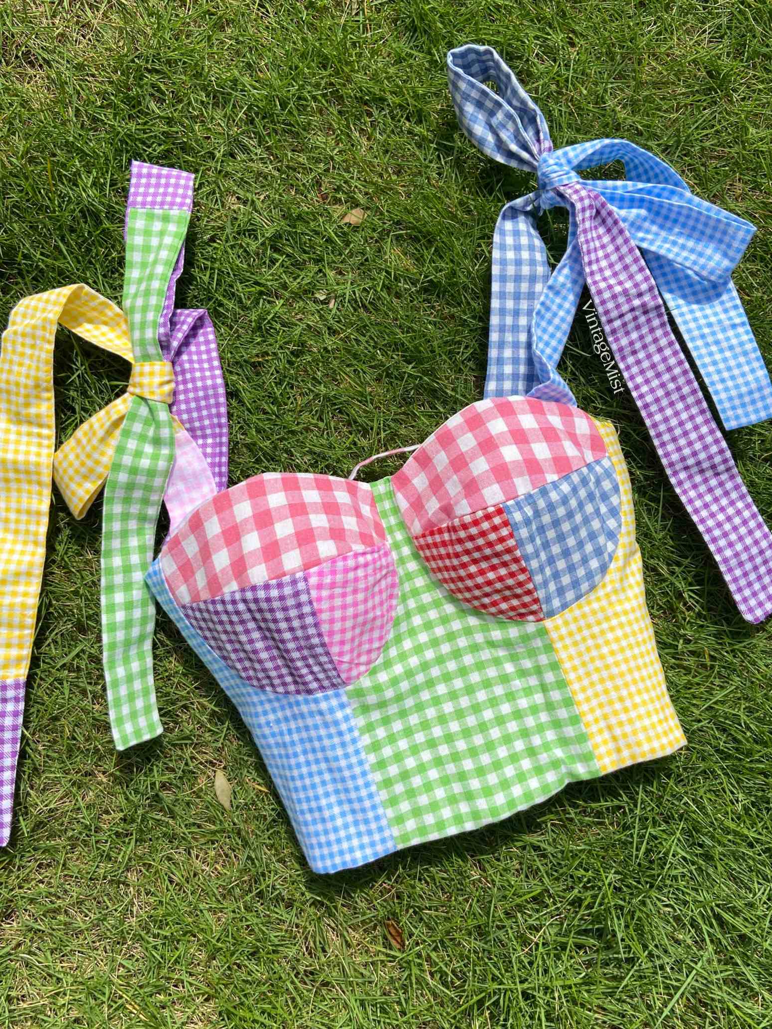 Retro Plaid Corset Top - Multicolor | VintageMist