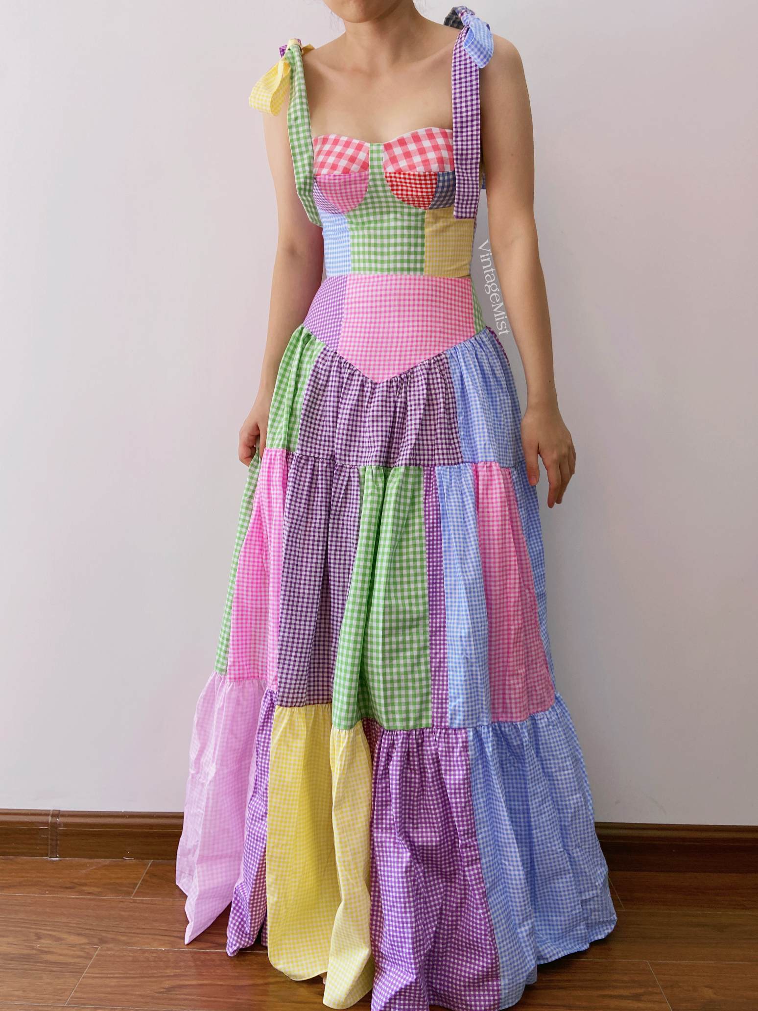 Color Block Retro Plaid Skirt - Multicolor | VintageMist