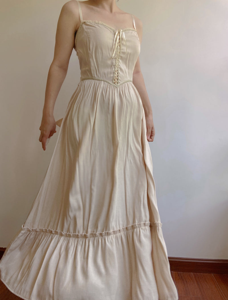 Runaway with Me Tea Dress Cottage Core Dress - Ivory | VintageMist