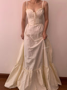Strap Ruffle Corset Maxi Dress - Ivory | VintageMist