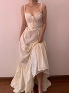Strap Ruffle Corset Maxi Dress - Ivory | VintageMist