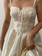 Strap Ruffle Corset Midi Dress - Ivory | VintageMist