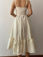 Strap Ruffle Corset Midi Dress - Ivory | VintageMist