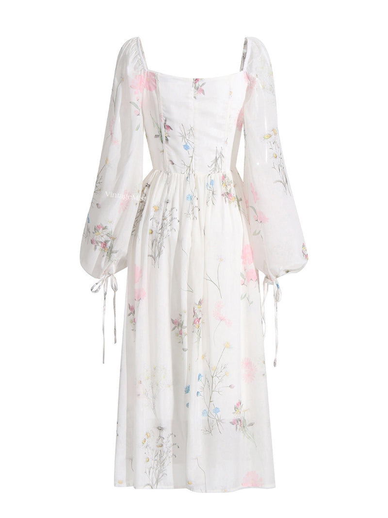Blooming Floral Spring Fairy Dress - Ivory | VintageMist