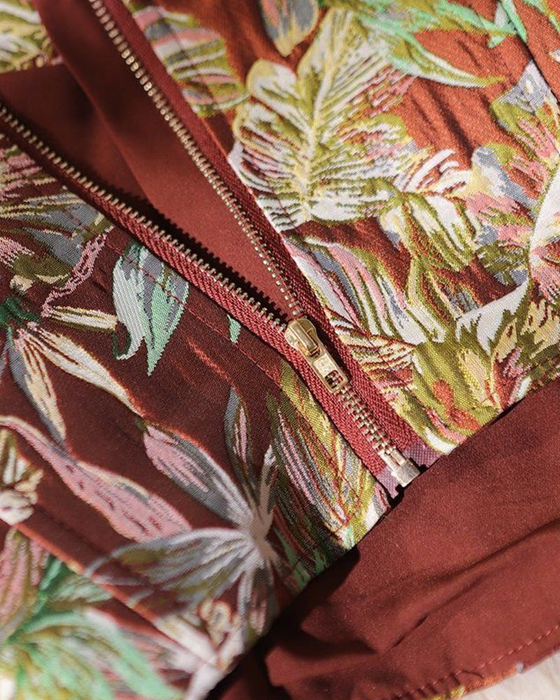 Floral Print Zipper Cami Top - Red | VintageMist